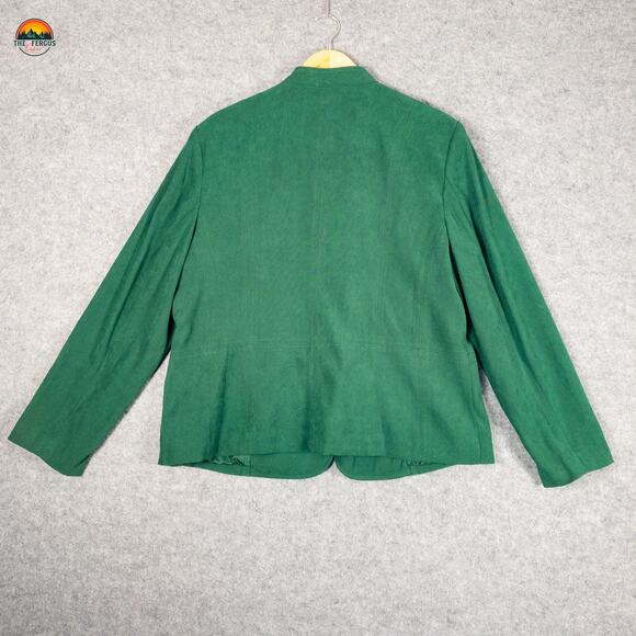 JM Collection Jacket Green Long Sleeve Pockets Button Front Women's Size 16 - Picture 2 of 10